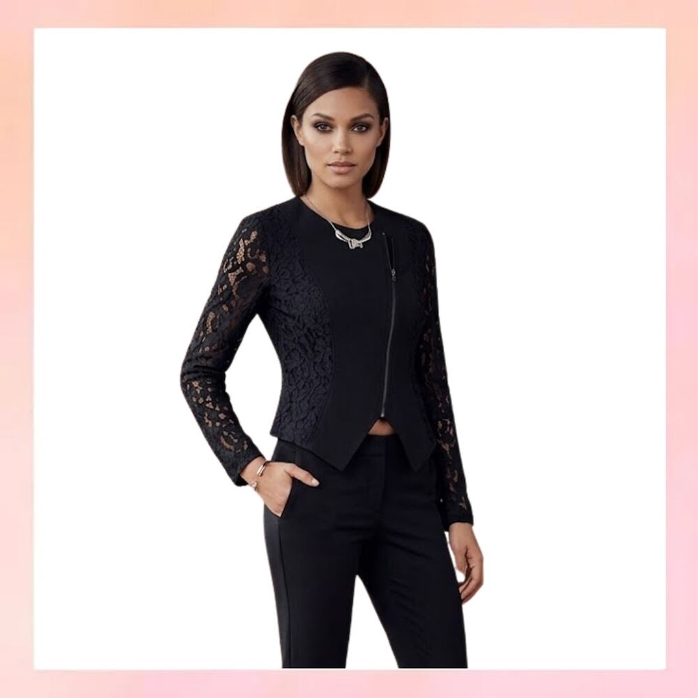 Max and Riley Black Lace Asymmetrical  Jacket M